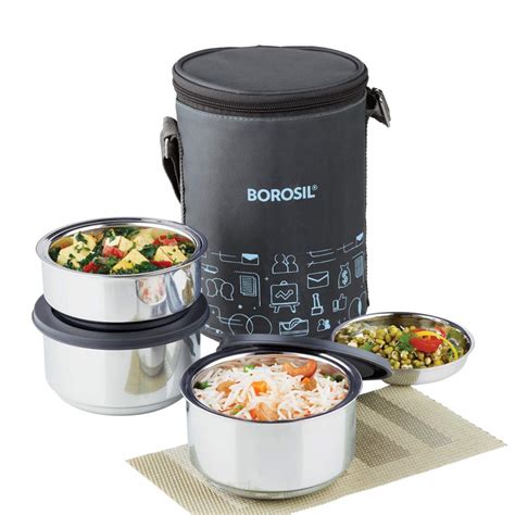 borosil steel lunch box set of 3|Borosil insulated lunch box.